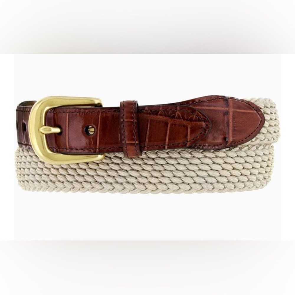 Brighton Men's Belt Croc Embossed
Leather Stretch Braided Cord 33502
USA Size 38